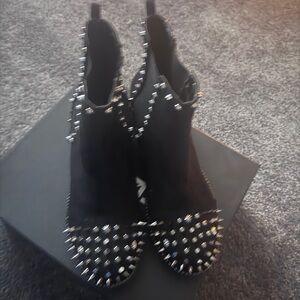 Cape Robbin Black Ankle Booties with Silver Studs